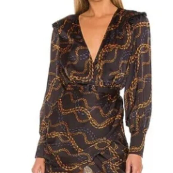 L'Academie Dresses & Skirts - L'Academie Joyce Mini Dress Chain Print Black Size XS  Fashionable Party Look